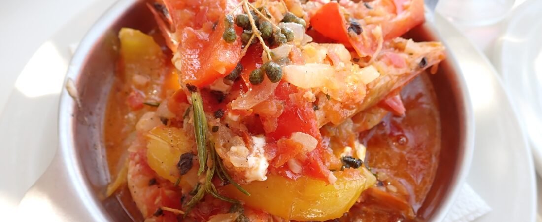 Saganaki prawns